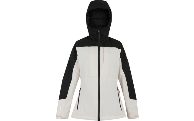 Jacke mit Kapuze in Schwarz und Weiß, Frontansicht, mit Reißverschlusstaschen