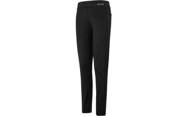 Schwarze lange Hose mit geradem Schnitt, ohne Muster, auf weißem Hintergrund