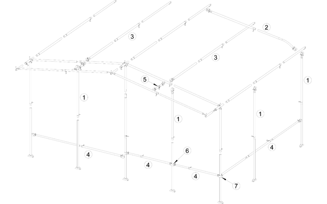Marca de postes adicionales para toldos y tiendas Poste de techo de acero doblado de 25 mm de longitud 270 - 320 cm