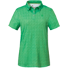 Grünes kurzärmeliges Poloshirt mit Kragen, Knopfleiste, durchgehendem Muster und kleinem Brustlogo