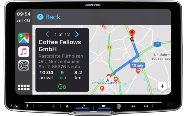 Alpine 9inch-scherm met 1-DIN Body; draadloze Apple CarPlay en Android Auto