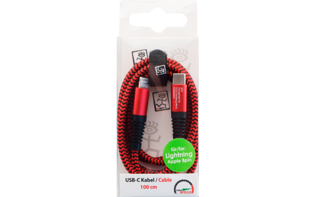 câble de données USB 2GO USB Type-C/Apple 8p rouge
