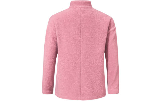 Rosa Fleecejacke mit Stehkragen, lange Ärmel, Rückenansicht, mittige Naht