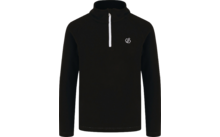 T-shirt noir à manches longues avec une courte fermeture éclair et petit logo sur la poitrine