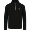 Schwarzes Langarmshirt mit kurzem Reißverschluss und kleinem Logo auf der Brust