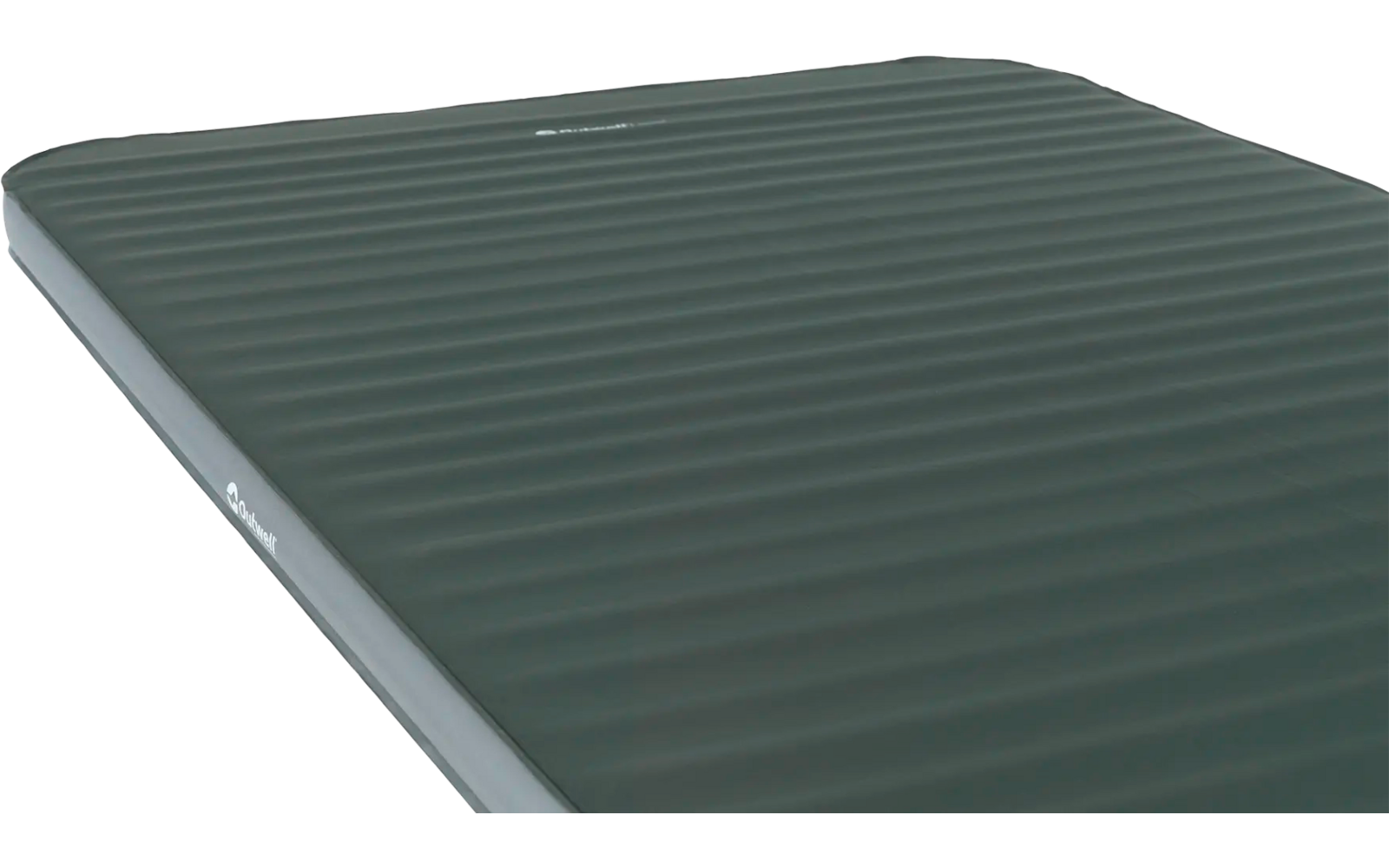 Close-up van een donkergrijze geribbelde mat