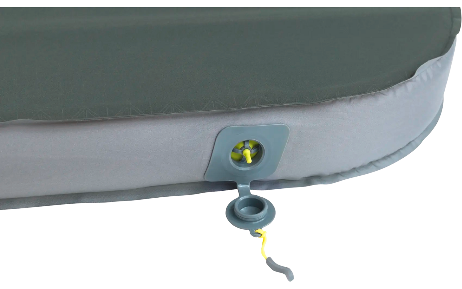 Luchtbed met opblaasventiel close-up