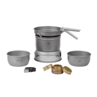 Set de cuisine de camping avec 3 pi&egrave;ces de br&ucirc;leur &agrave; gaz Trangiak&ouml;k 27 - 1 HA gris (Set 4) Trangia