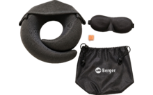 553786 - Ensemble 3 pièces Berger TravelCloud : oreiller cervical avec capuche, masque de sommeil et bouchons d'oreille