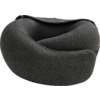 Coussin en U gris foncé en tissu texturé sur fond beige