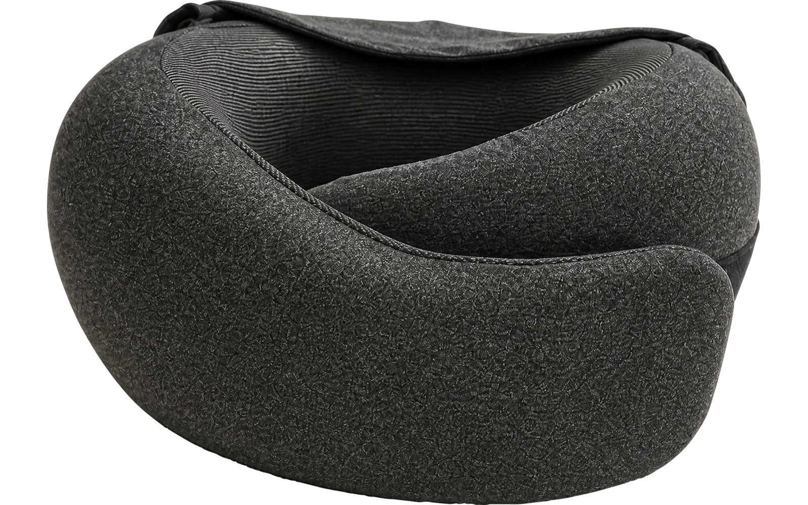 Coussin en U gris foncé en tissu texturé sur fond beige