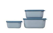 Mepal Cirqula multi bowl set rechthoekig hoog 3 stuks 750 / 1500 / 3000 ml nordic blue