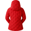 Rote gesteppte Damenjacke mit Kapuze von hinten