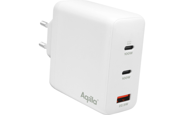 Weißer Ladeadapter mit mehreren USB-Anschlüssen