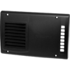 Schwarzes rechteckiges Kunststoffgehäuse mit Lüftungsgitter links, mehreren rechteckigen Anschlüssen in einer vertikalen Reihe rechts und vier sichtbaren Schrauben