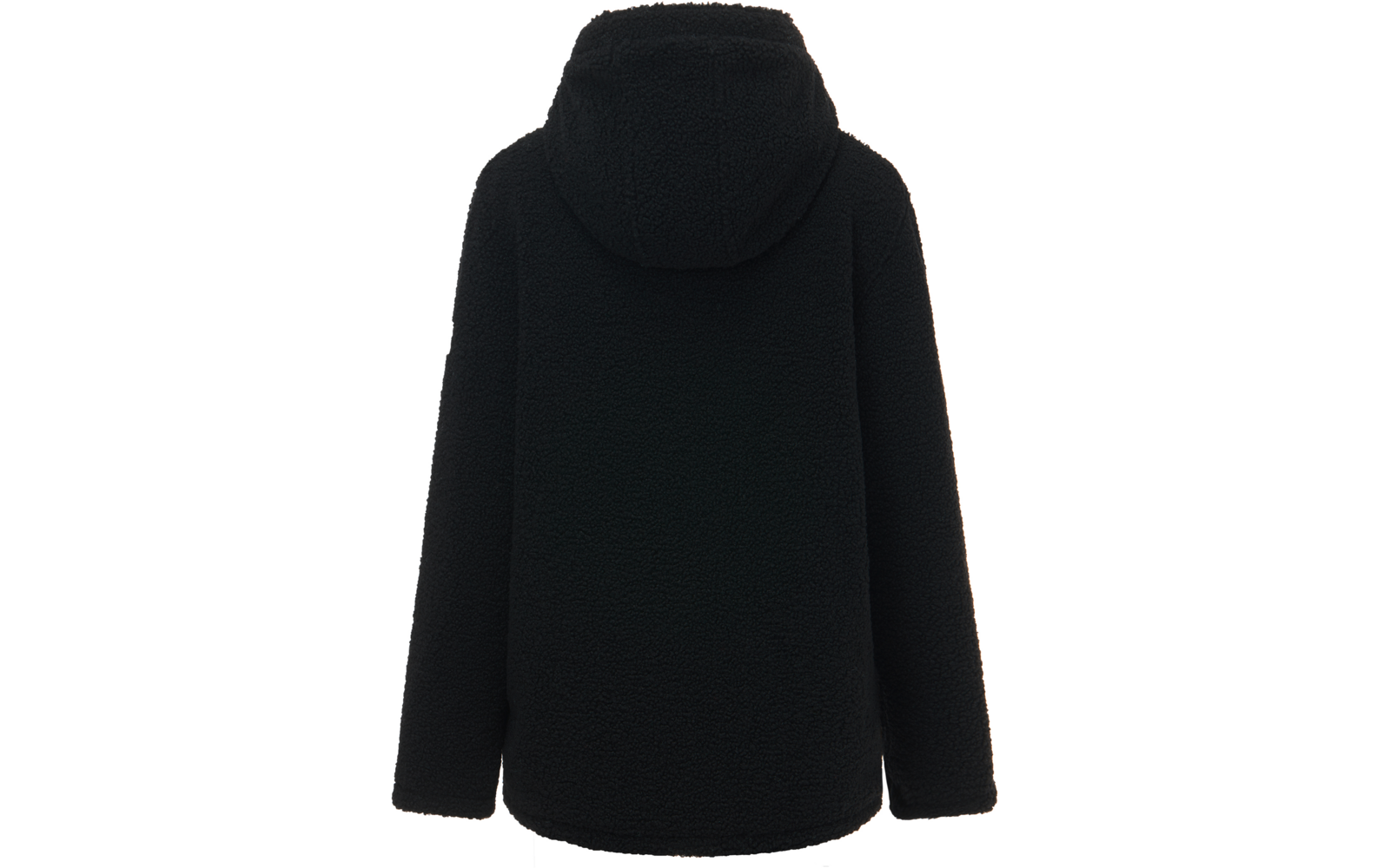 Giacca in pile nera con cappuccio, vista posteriore