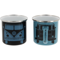 VW Collection T1 Bus esmalte juego de tazas 2 piezas 350 ml negro / petróleo