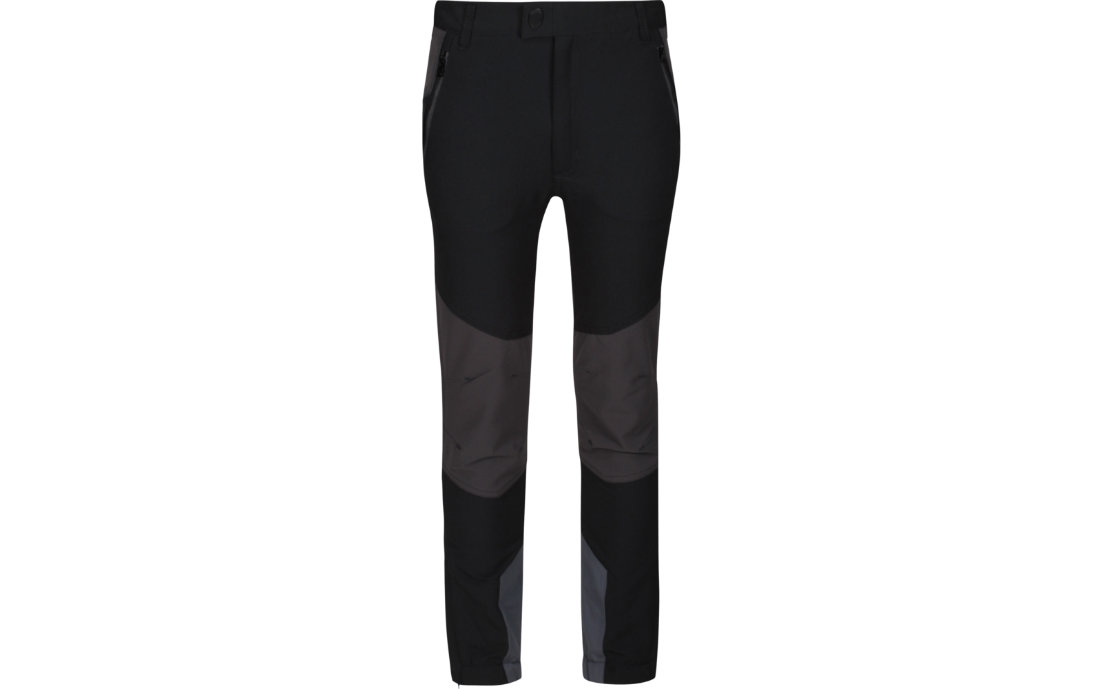 Pantalon de plein air noir avec renforts gris aux genoux, vue de face