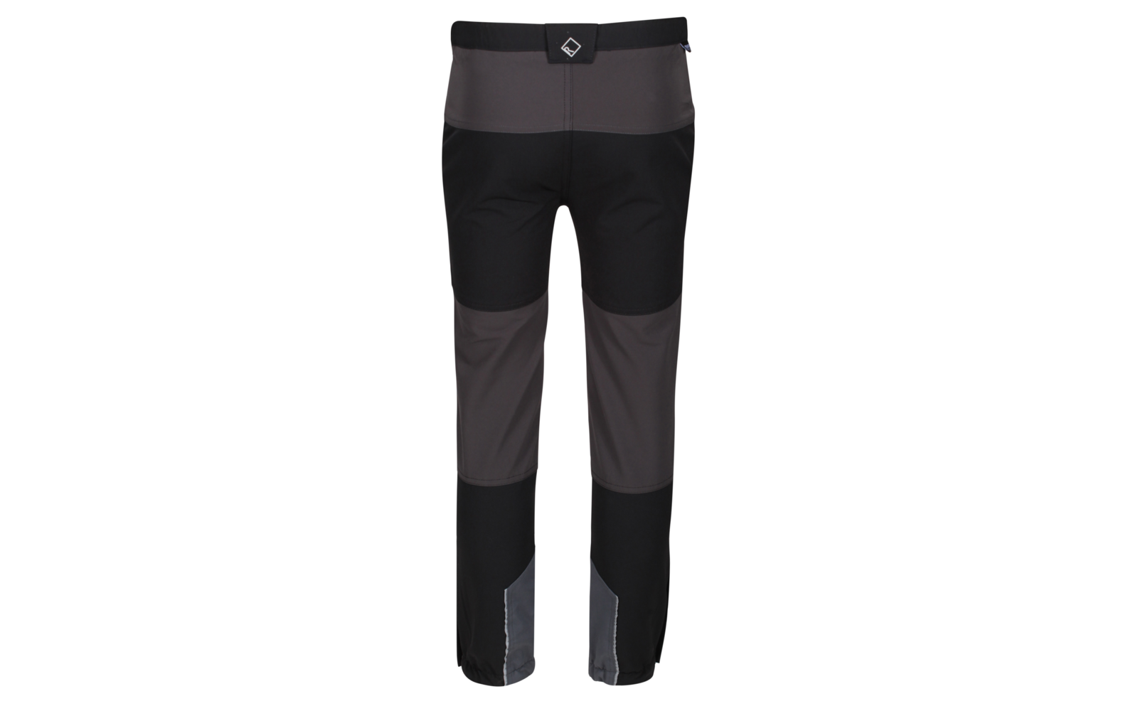 Pantalon de travail noir et gris foncé avec plusieurs poches et des détails réfléchissants sur la partie inférieure de la jambe