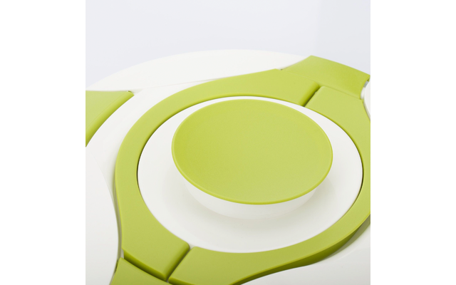 Gros plan d'éléments circulaires blancs et vert citron qui se chevauchent
