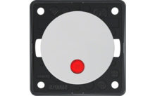 Cadre carré noir avec partie centrale ronde blanche et lumière rouge au centre