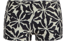 weiße Schwimmshorts mit großem schwarzem Blumenmuster