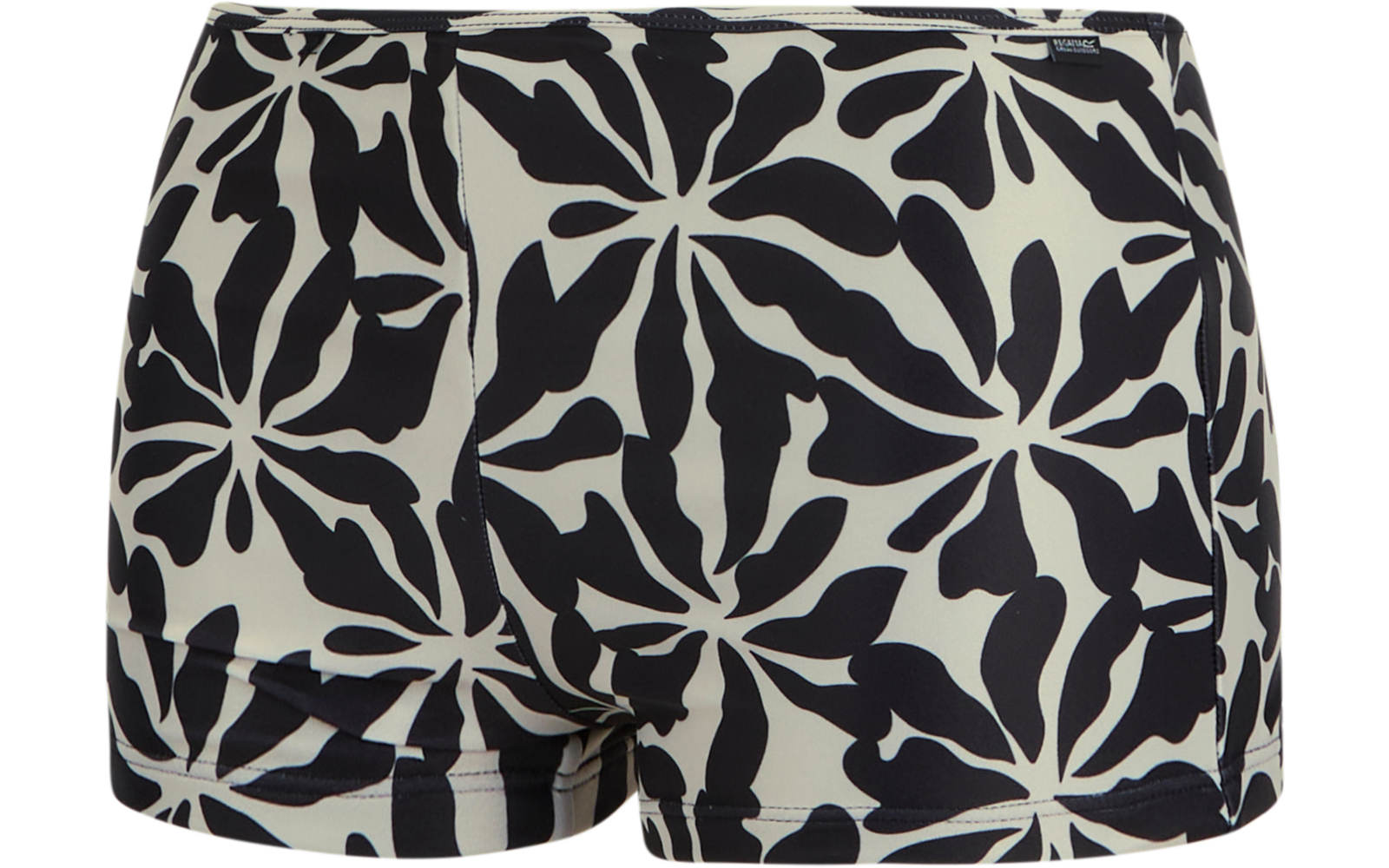 Kurze Badehose mit schwarz-weißem Blättermuster