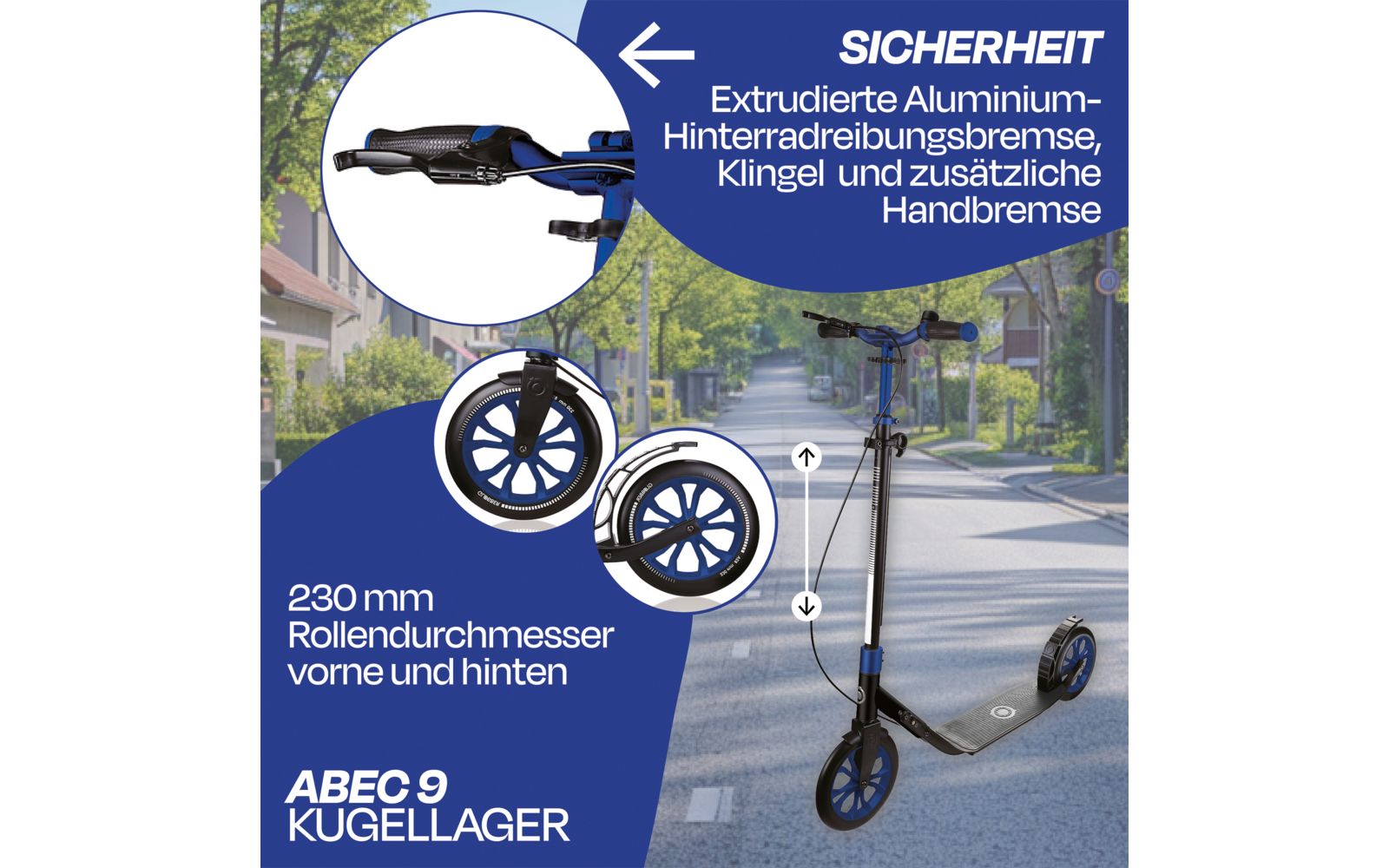 Produktbild Globber One NL 230 Ultimate Zweirad Scooter klappbar mit Handbremse 1