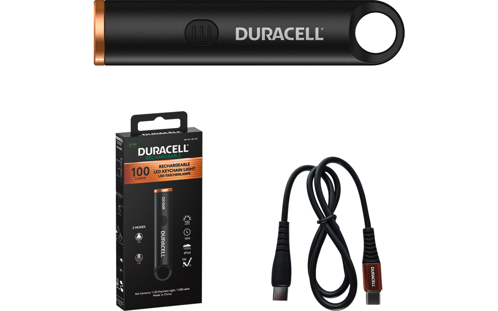 Produktbild Duracell DK100R Schl&uuml;sselleuchte 100 lm wiederaufladbar USB-C 1