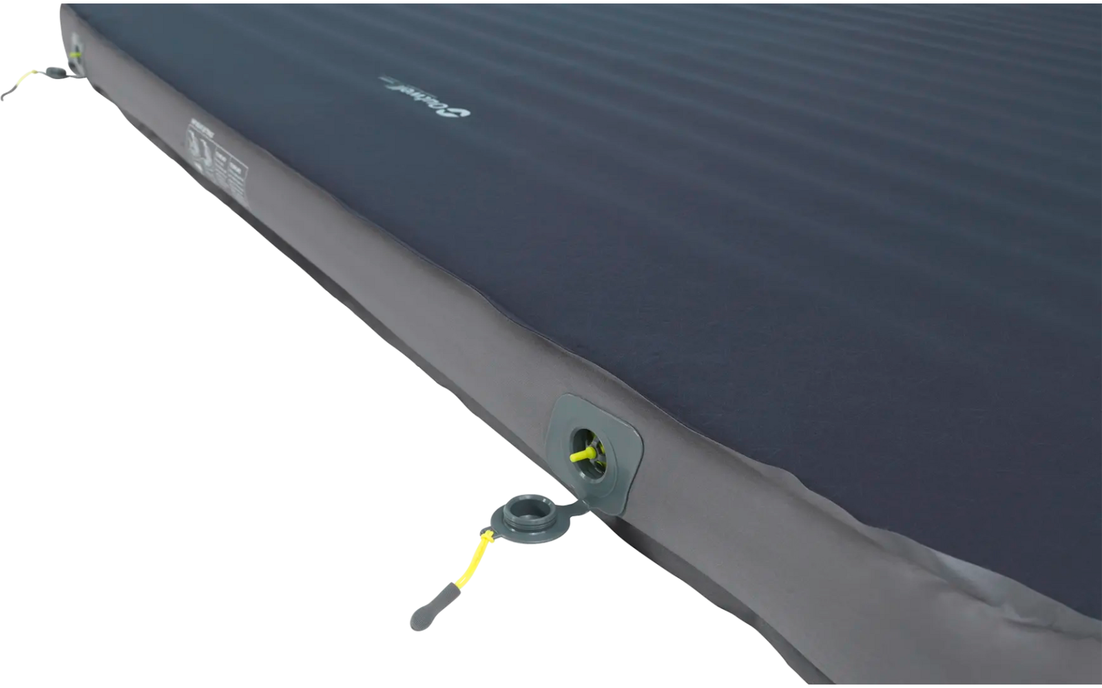 Opblaasbare slaapmat met ventiel en trekkoord in de hoek