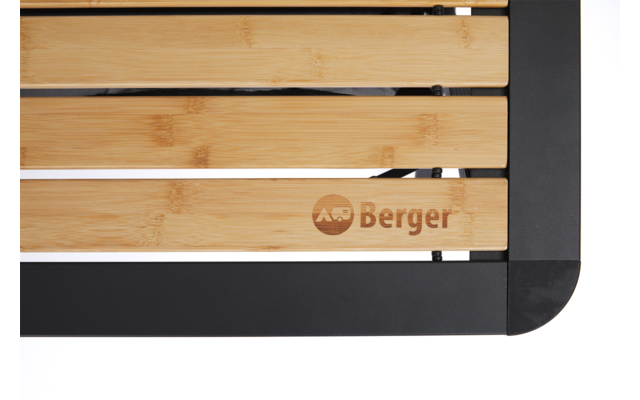 Tavolo con piano arrotolabile Berger in alluminio e bambù nero