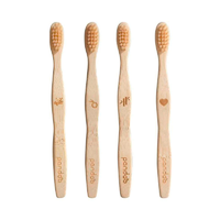 Pandoo Bamboe tandenborstels voor kinderen 4 stuks