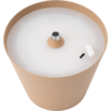 Coupe métallique ronde beige à intérieur blanc, insert fileté métallique central, petit élément plastique blanc et ouverture noire étroite