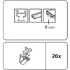 Symbol mit Montageanweisung für 6 mm und 20 Stück Schrauben