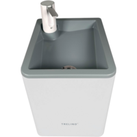 Trelino Splash Waschbecken L mobiles Waschbecken 10 Liter mit Holzdeckel wei&szlig; 