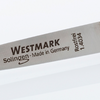 Metallklinge mit eingraviertem Text "WESTMARK", "Solingen - Made in Germany", "Rostfrei 1.4034"
