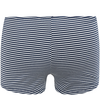 Rückansicht einer dunkelblau-weiß gestreiften, eng anliegenden Boxershort