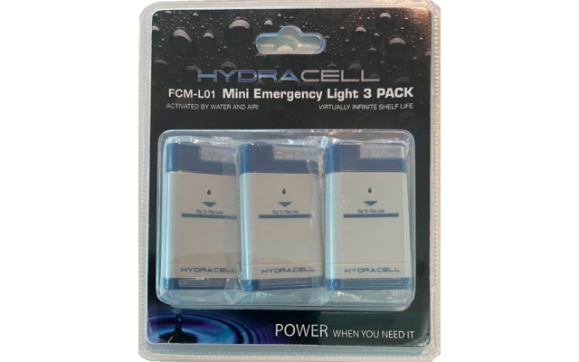 Mini luz de emergencia HydraCell gris/azul en un paquete de 3