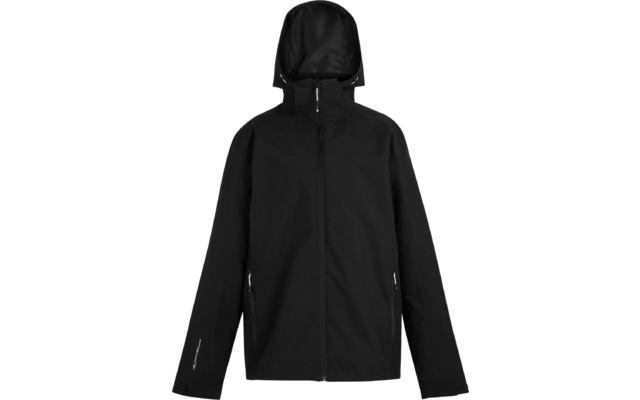 Schwarze Jacke mit Kapuze, frontale Ansicht
