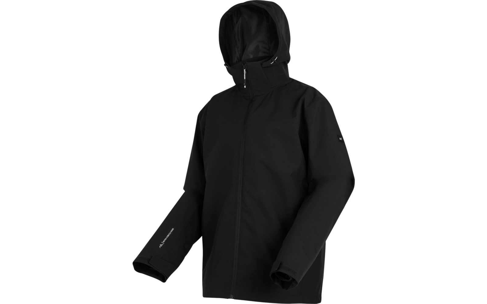 Schwarze Jacke mit Kapuze und langen Ärmeln