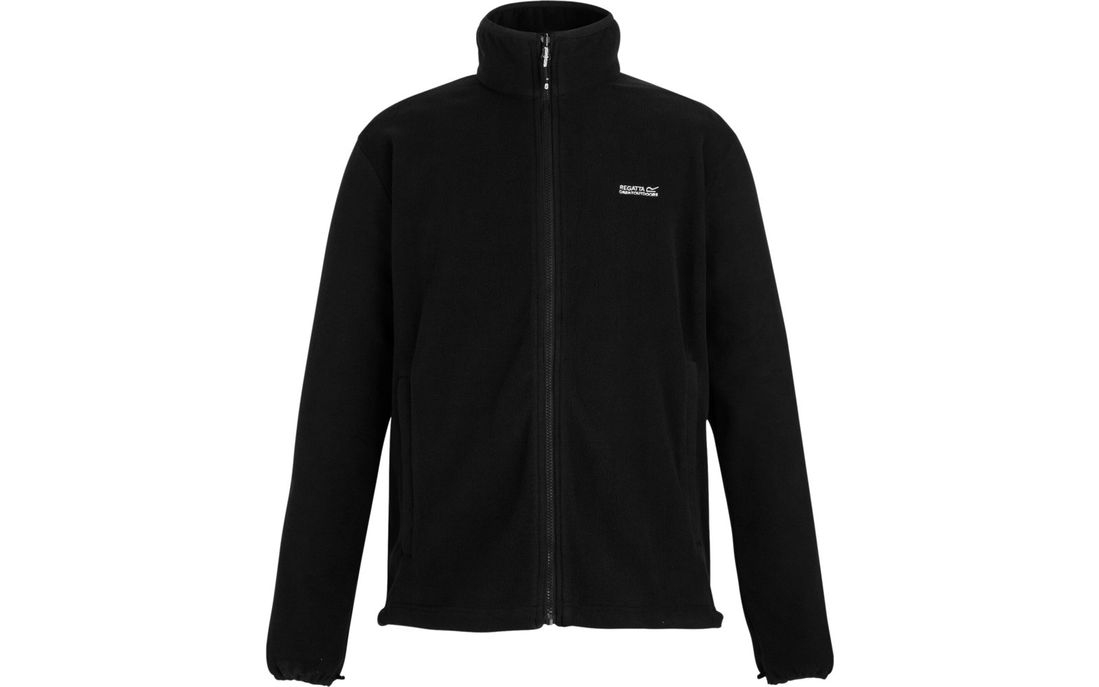 Schwarze Fleecejacke mit Reißverschluss und Stehkragen