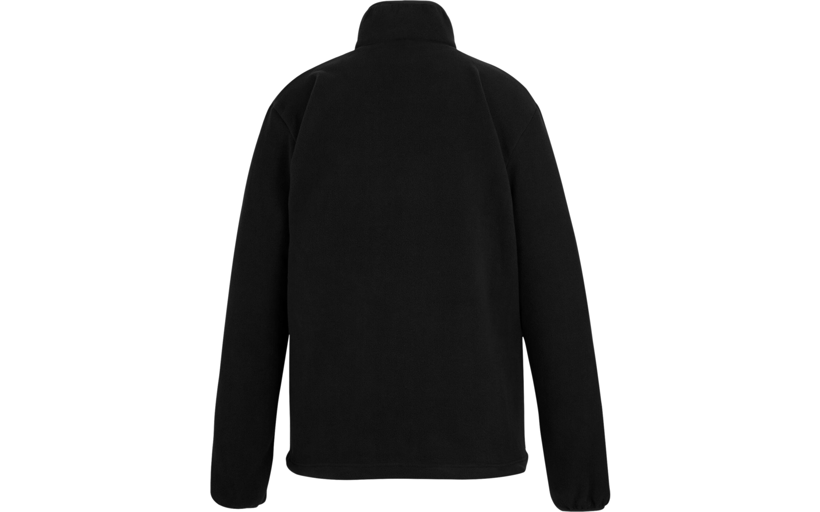 Schwarze, langärmelige Jacke ohne sichtbare Verzierungen, von hinten aufgenommen
