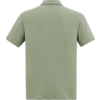 Rückansicht eines kurzärmeligen, einfarbigen Poloshirts in hellgrün auf weißem Hintergrund