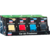 Display mit mehreren Liqui Moly Auto-Lufterfrischern in Verpackungen, sichtbare Farben beige, rot, blau und schwarz, Aufschrift 'Air Freshener' und 'Car Air Freshener'