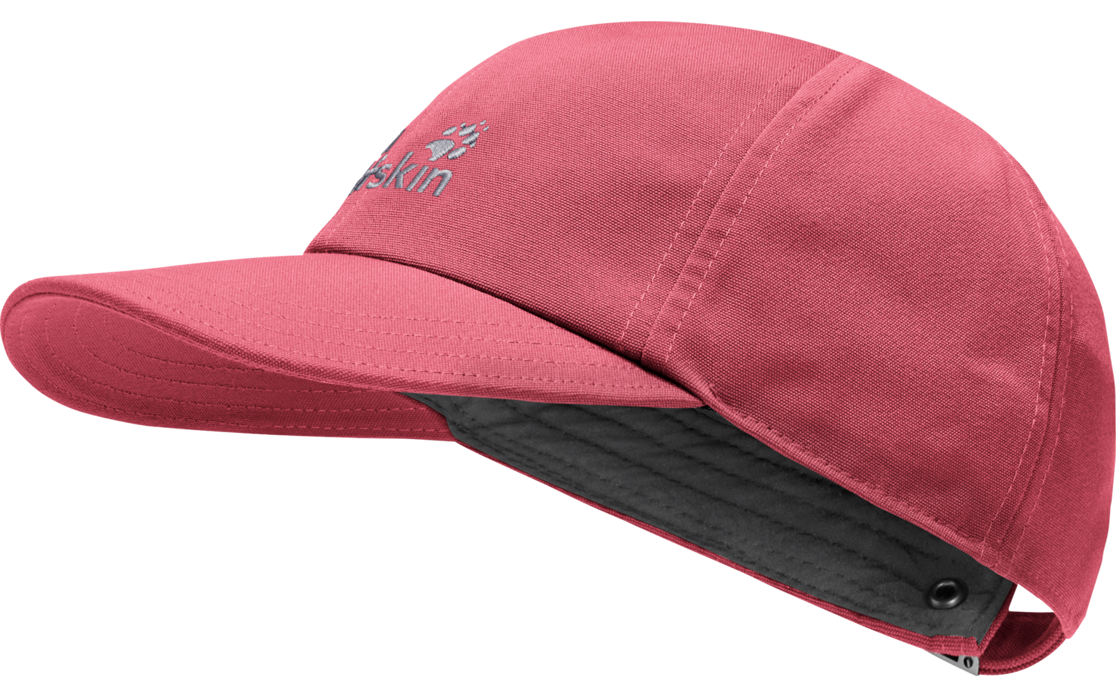 Rosa Baseballkappe mit gebogenem Schirm und kleinem weißem Logo auf der Vorderseite