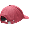Rosa Baseballcap, Rückansicht, verstellbarer Stoffriemen mit Metallverschluss, sichtbare Nähte und gebogener Schirm