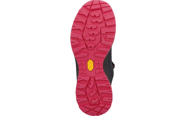 Rote Schuhsohle mit Profil und gelbem Detail
