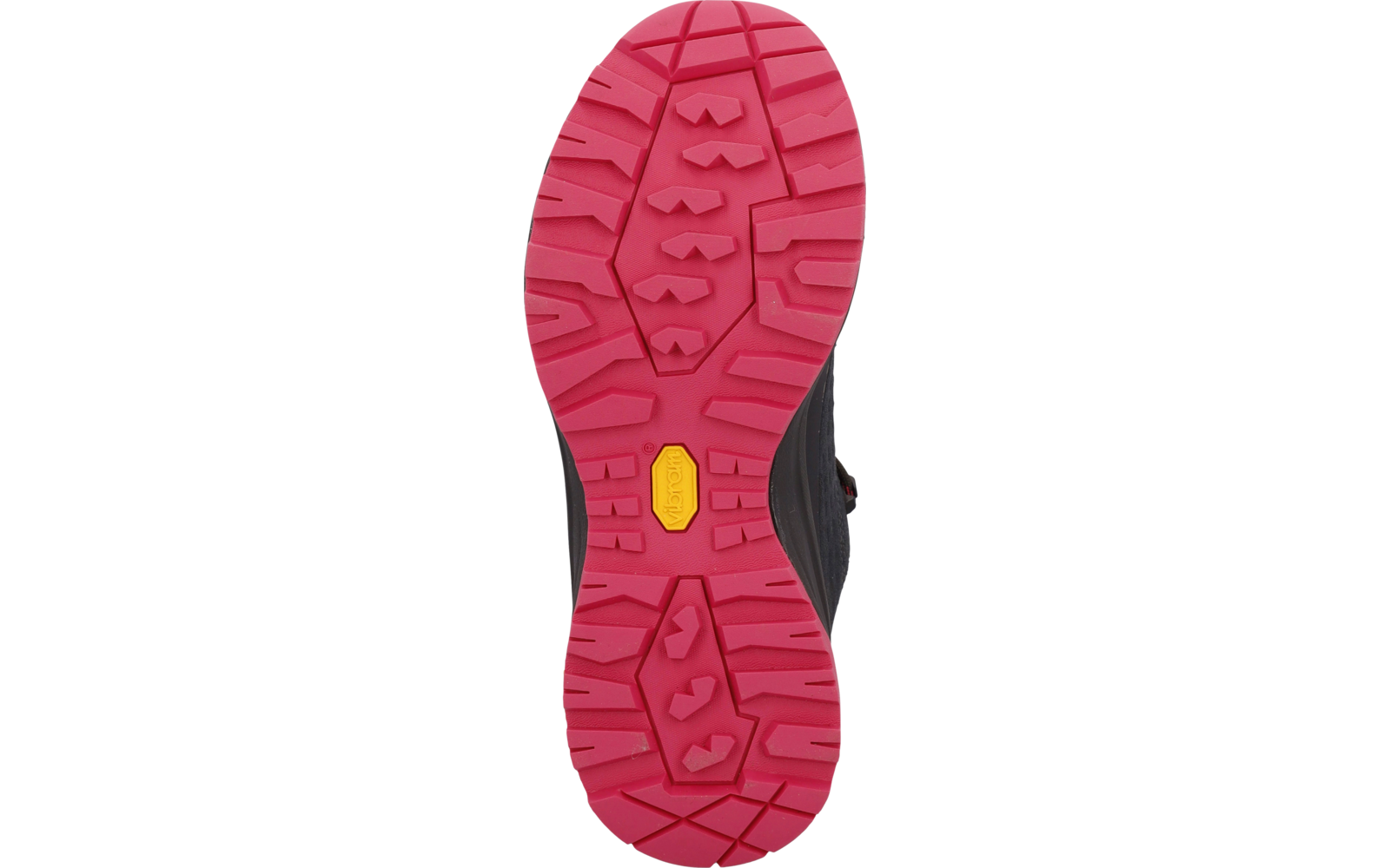 Rote Schuhsohle mit Profil und gelbem Detail