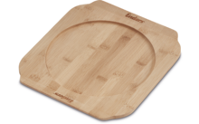Square bamboo board with a circular recessed groove and the engraved brand name 'Enders'