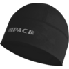 Cuffia nera con logo bianco 'P.A.C.' e cuciture visibili